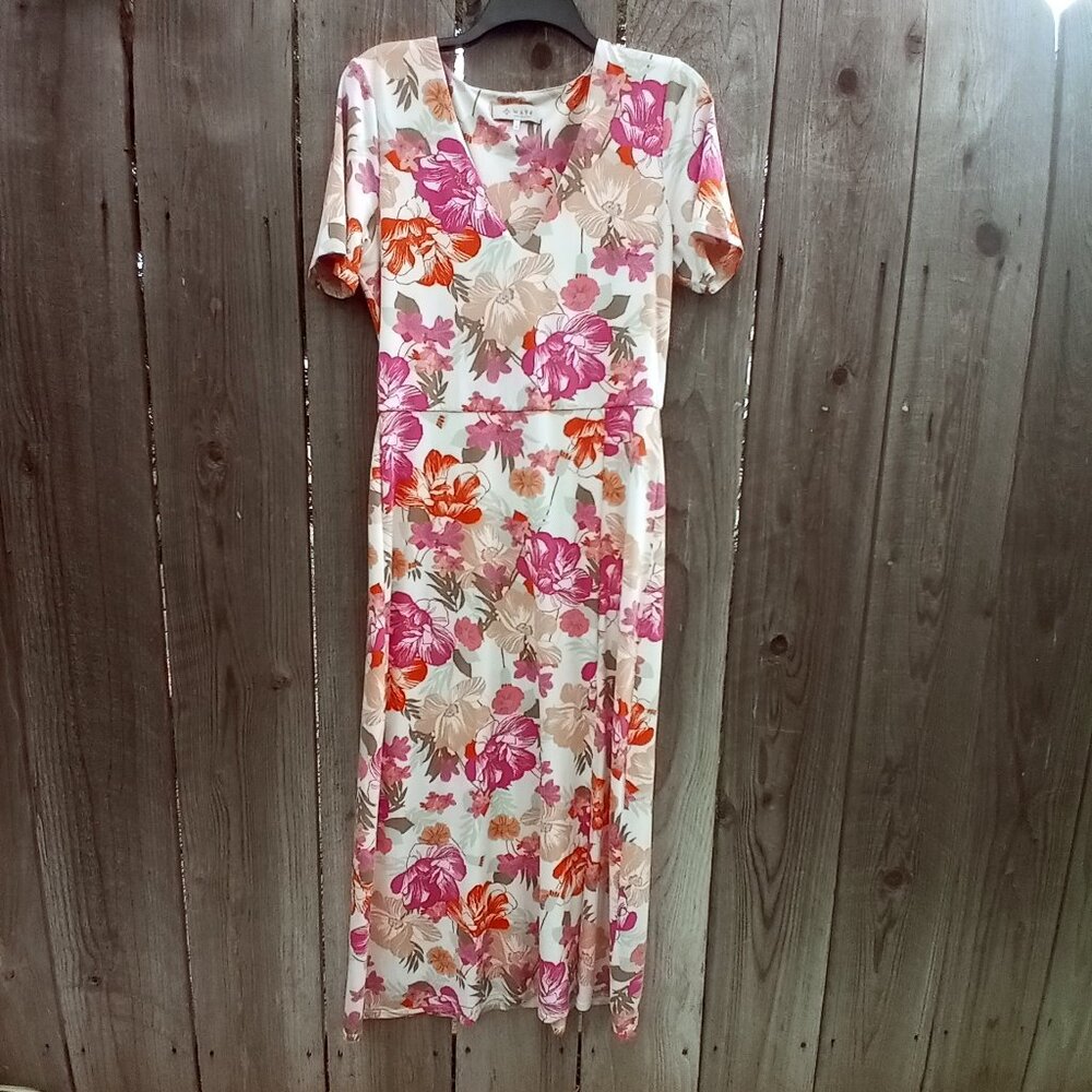 WAYF DRESS WOMENS SIZE L MULTICOLOR HAWAIIAN FLORAL PRINT SHORT SLEEVE PULLOVER